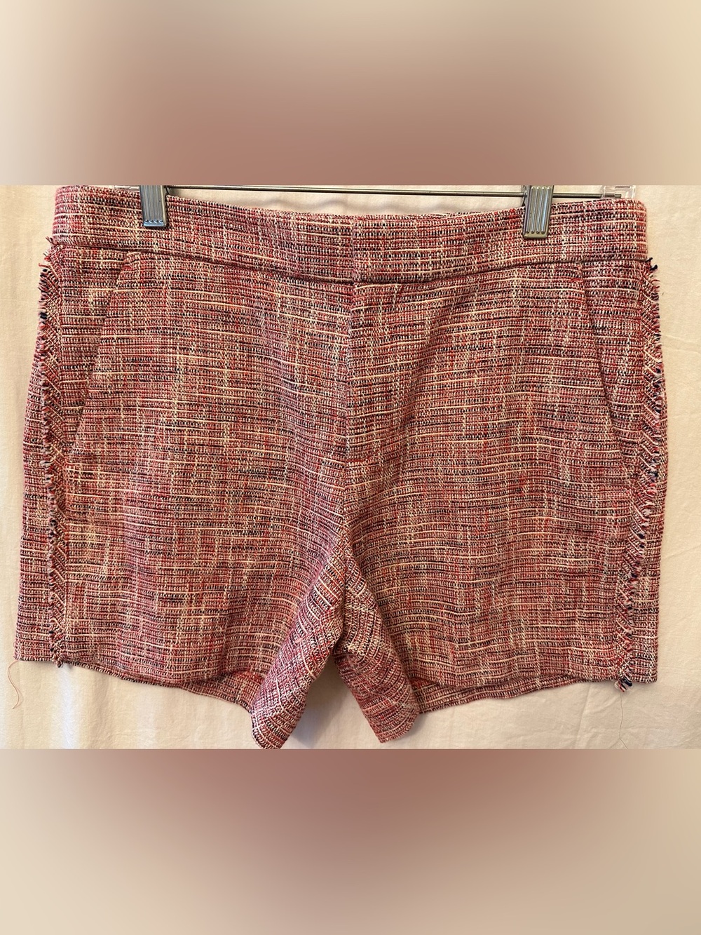 Banana Republic Tweed Shorts Size 4 NWT Pink Fringe Cotton Blend